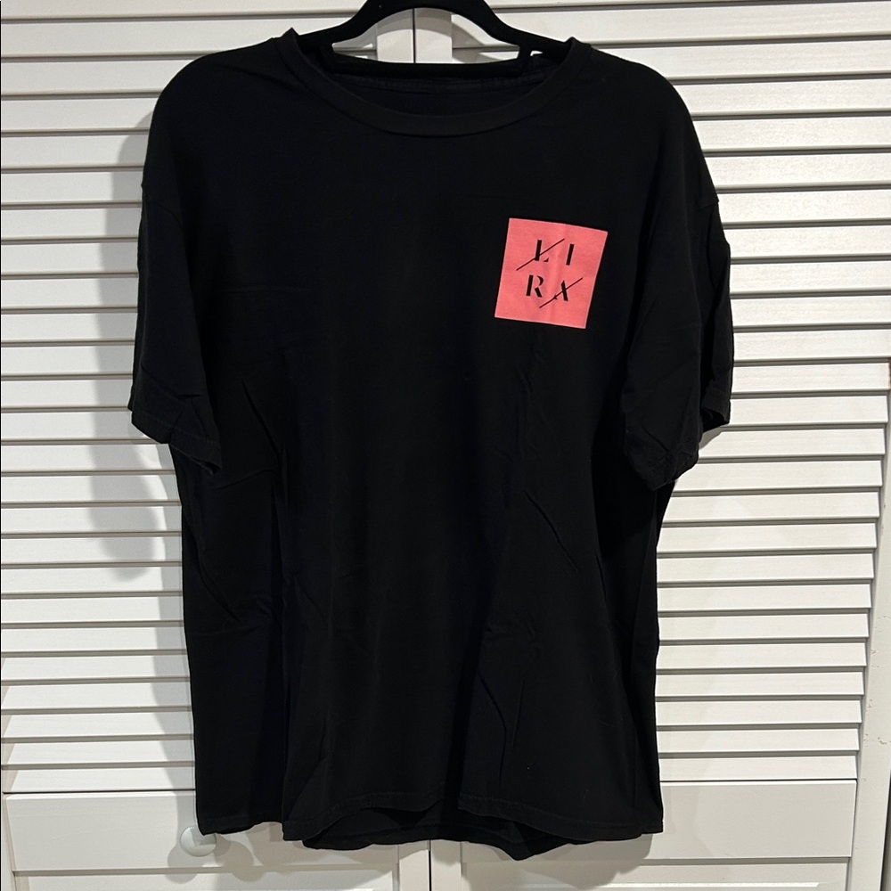 Lira Black Tee with Pink Logo